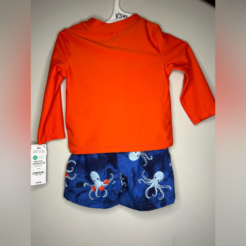 Carters Red and Blue Octopus Rashguard Set size 12M SKU A14 - Picture 2 of 6